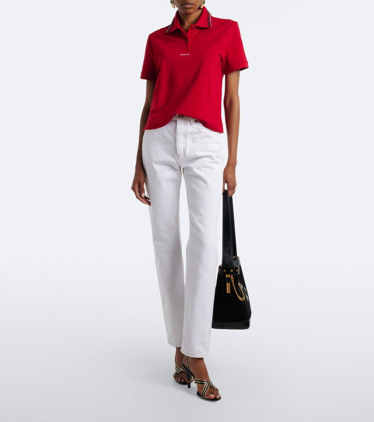 Versace Greca cotton piqué polo shirt