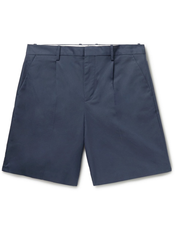 Photo: A.P.C. - Terry Pleated Cotton-Blend Gabardine Shorts - Blue - IT 48
