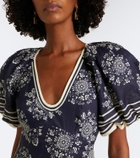 Alémais Banderra floral linen midi dress