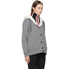 Moncler Grenoble Grey and White Hooded Button Down Jacket