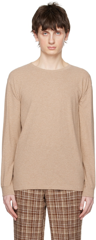 Photo: AURALEE Beige Hard Twist Long Sleeve T-Shirt