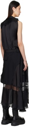 sacai Black Suiting Mix Midi Dress