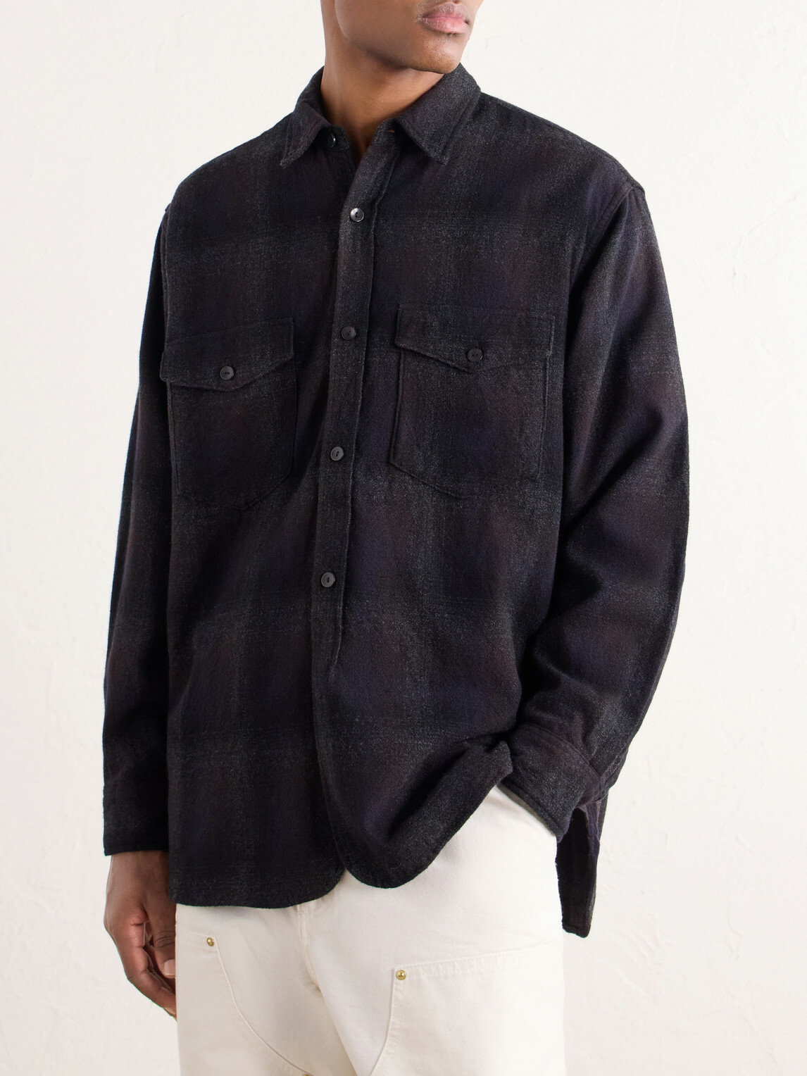Kaptain Sunshine - Checked Wool and Alpaca-Blend Shirt - Blue