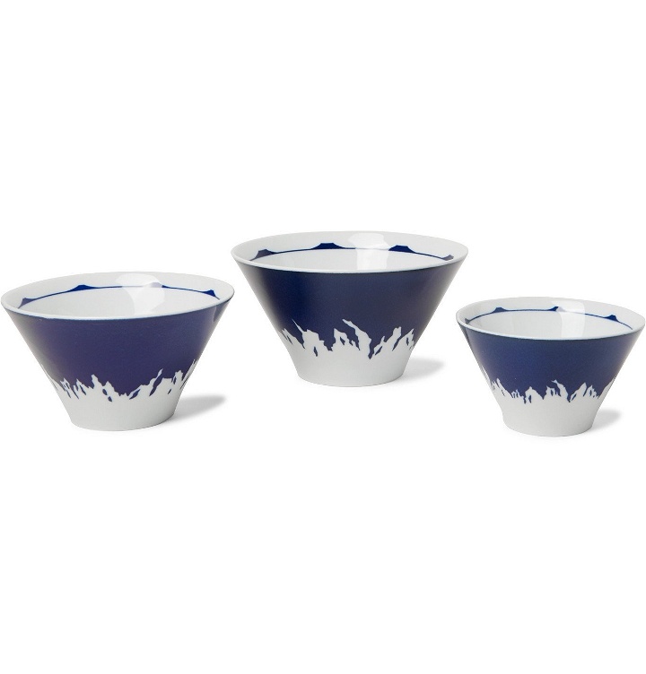 Photo: BY JAPAN - Beams Set of Three Printed Ceramic Nesting Bowls - Blue