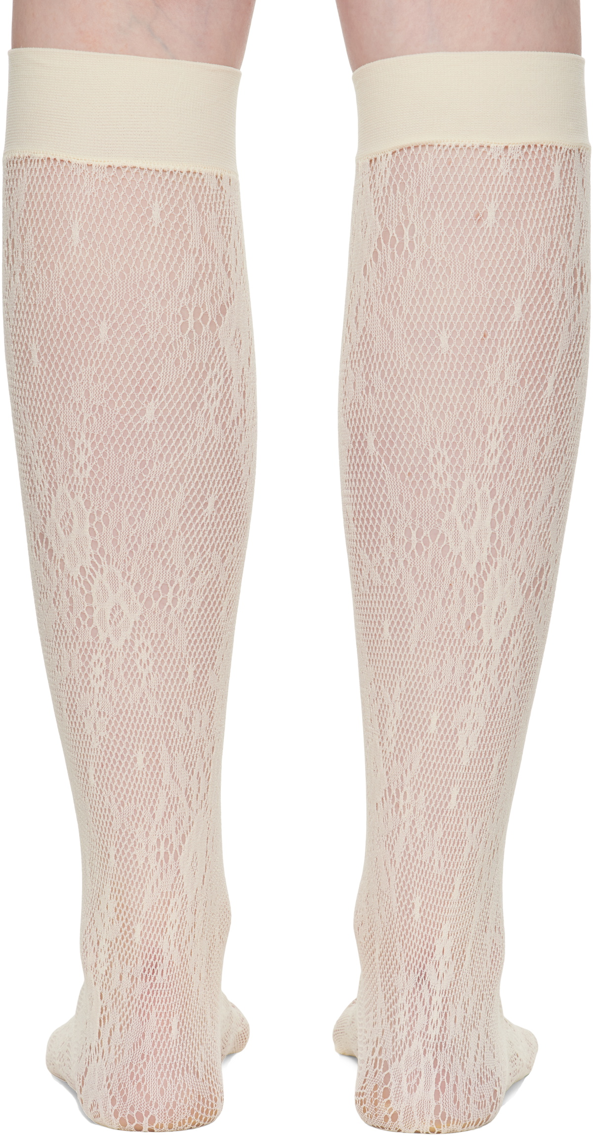 Swedish Stockings Off-White Rosa Lace Knee-High Socks
