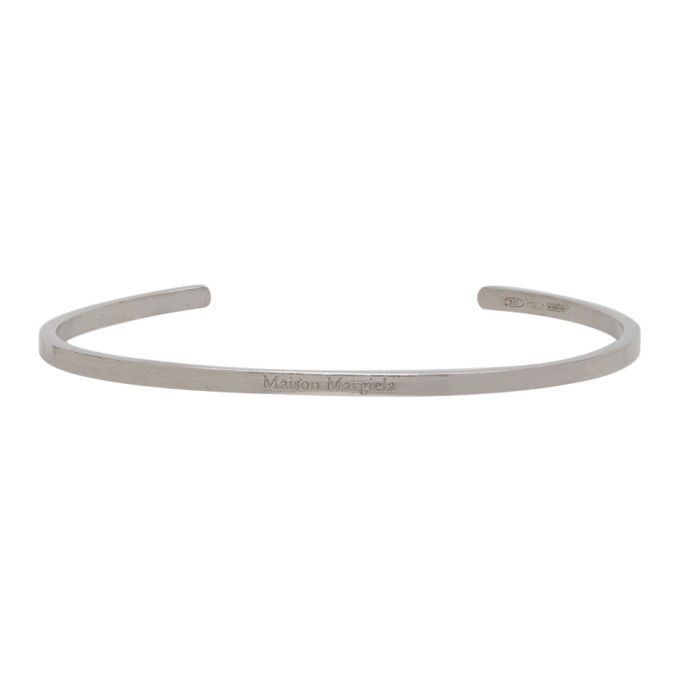 Photo: Maison Margiela Silver Slim Logo Cuff Bracelet
