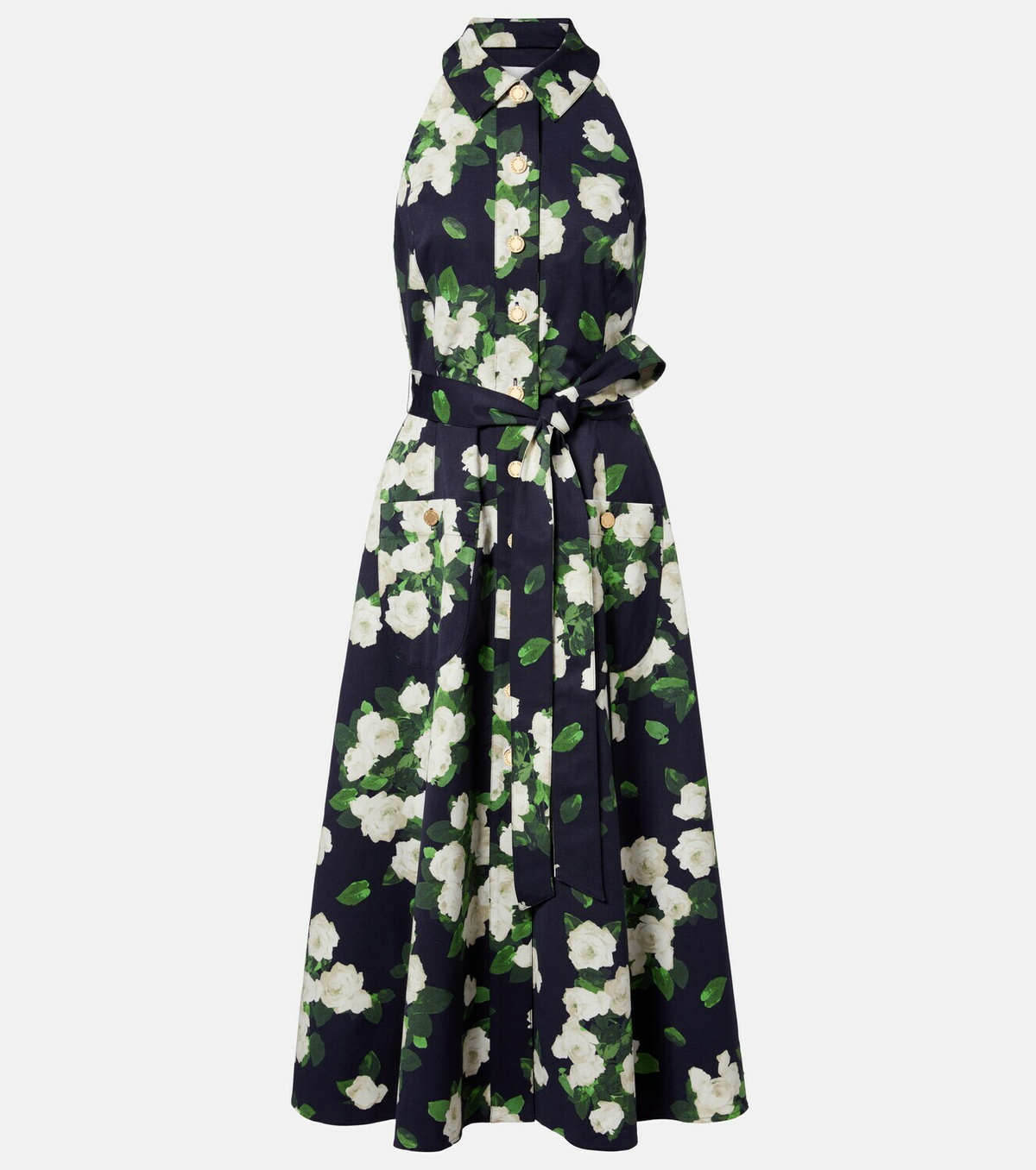 Carolina Herrera Floral faille midi dress
