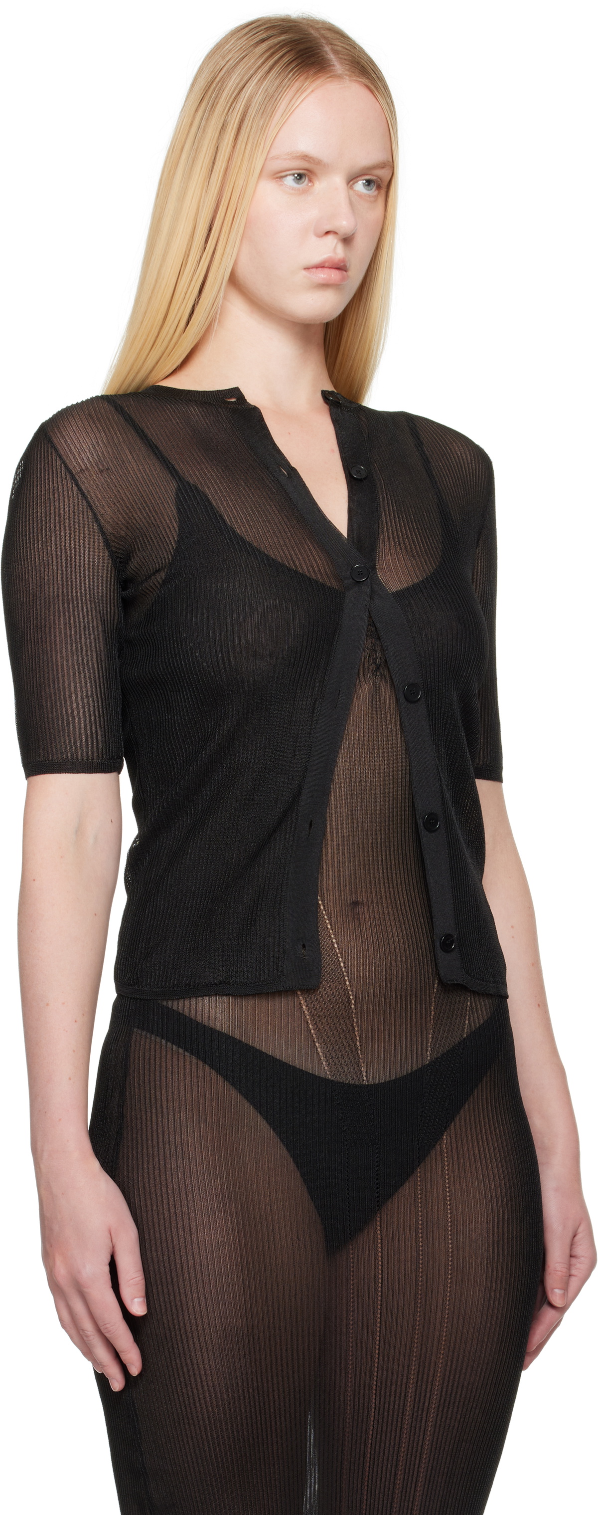 ALAINPAUL Black Knit Technical Cardigan