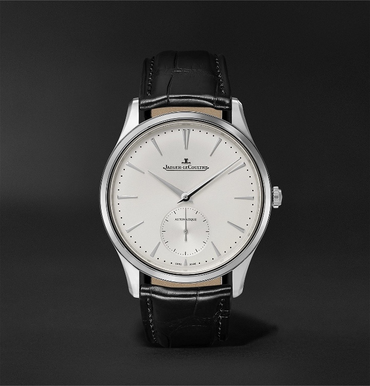Photo: JAEGER-LECOULTRE - Master Ultra Thin Small Seconds Automatic 39mm Stainless Steel and Alligator Watch, Ref. No. Q1218420 - Silver