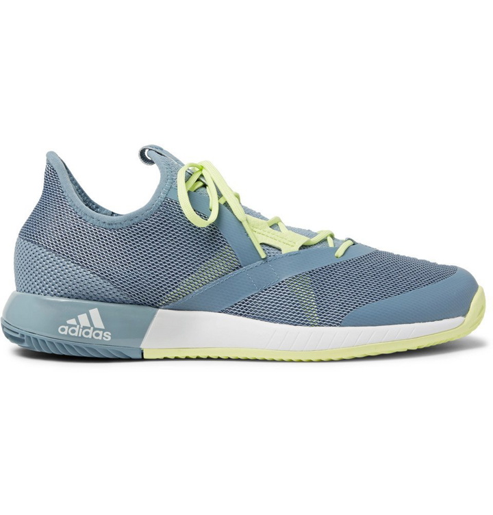 Photo: Adidas Sport - Adizero Defiant Bounce Rubber-Trimmed Mesh Tennis Sneakers - Blue