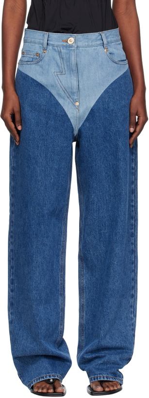 Photo: Pushbutton Blue Panty Printed Wide Jeans