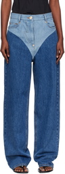 Pushbutton Blue Panty Printed Wide Jeans