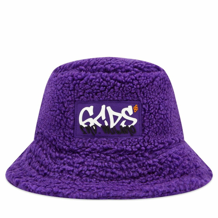 Photo: GCDS Women's Milano Fluffy Pile Bucket Hat in Purple