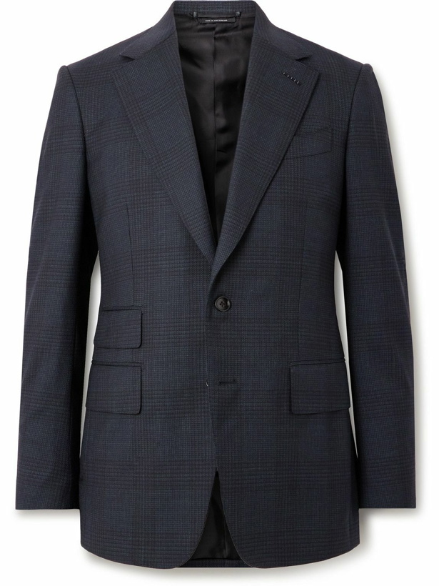Photo: TOM FORD - Shelton Slim-Fit Prince of Wales Checked Stretch-Wool Suit Jacket - Blue