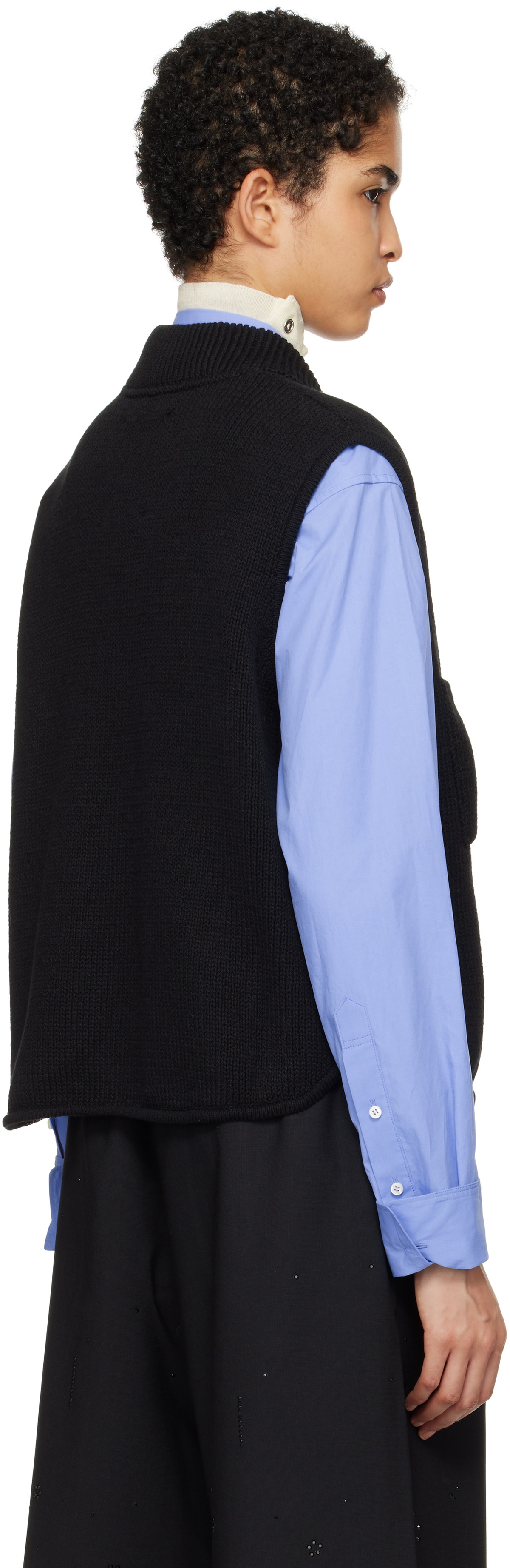 Cordera Black Boxy Cotton Waistcoat Vest