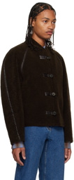 LOW CLASSIC Brown Button Reversible Faux-Shearling Jacket