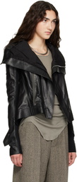 Rick Owens Black Tower Naska Biker Leather Jacket