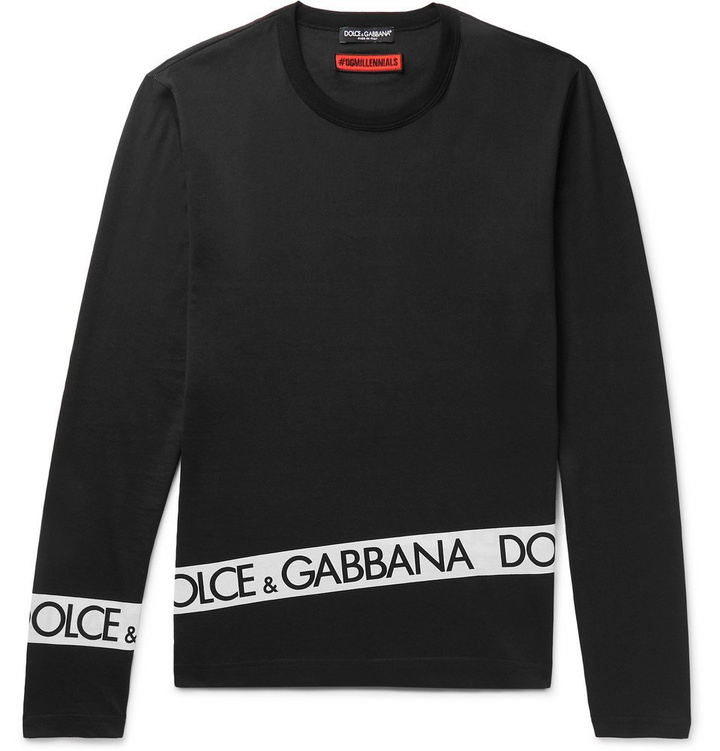 Photo: Dolce & Gabbana - Slim-Fit Logo-Print Cotton-Jersey T-Shirt - Men - Black