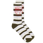 Brain Dead Men's Striped Logo Head Sock in Cement