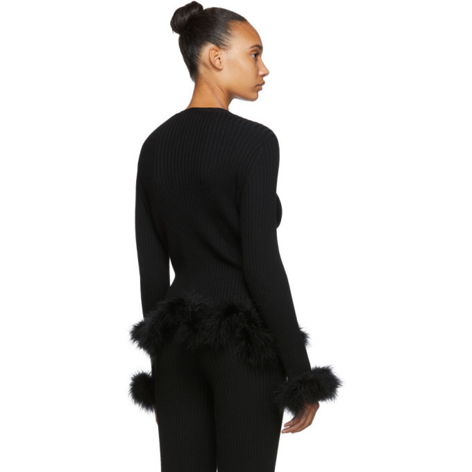 Opening Ceremony Black Feather Trim Sweater Opening Ceremony