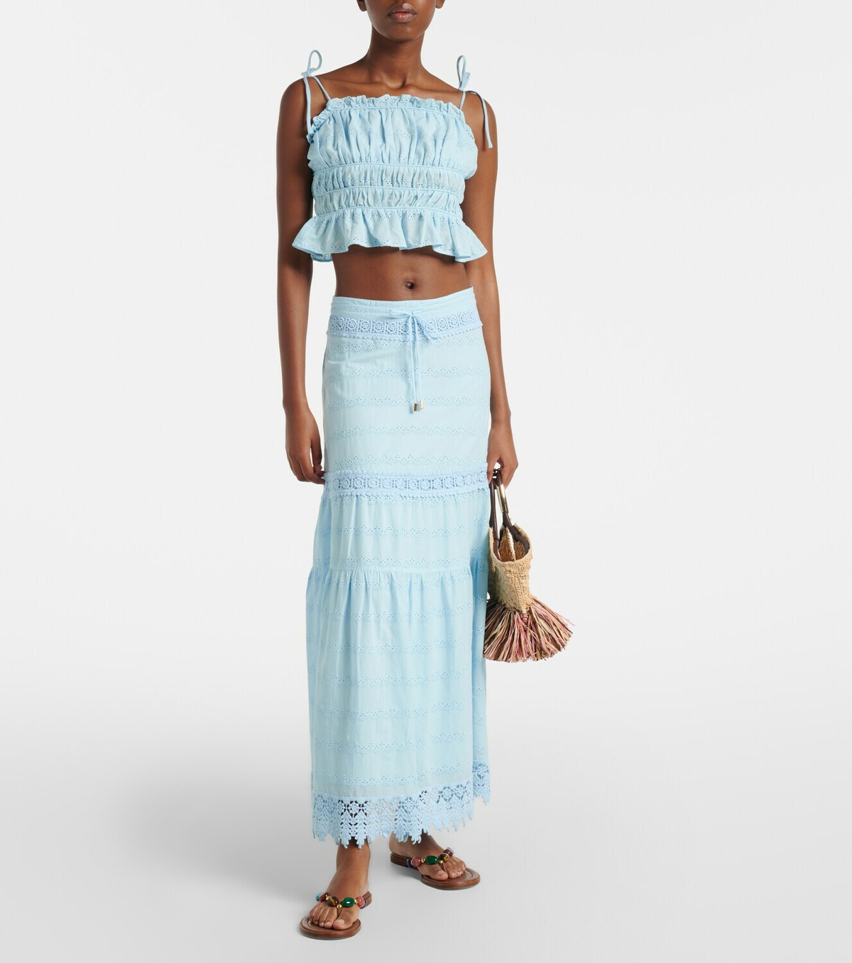 Melissa Odabash Alessia broderie anglaise cotton maxi skirt