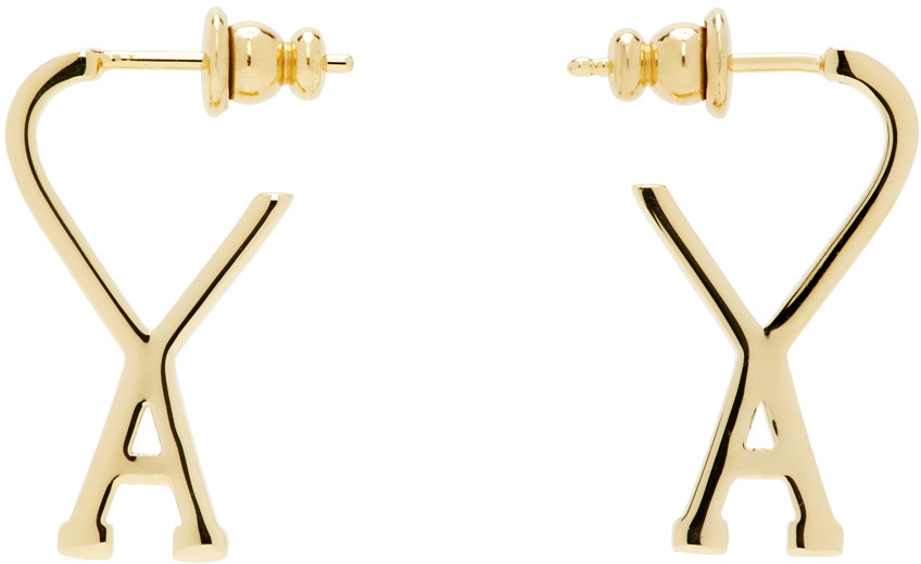 AMI Paris Gold Small Ami de Cœur Earrings