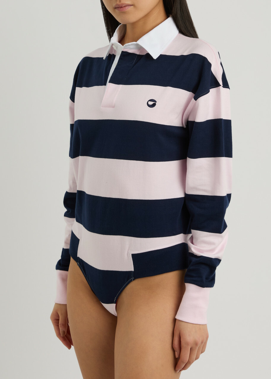 Coperni Striped Cotton Polo Bodysuit Stripe