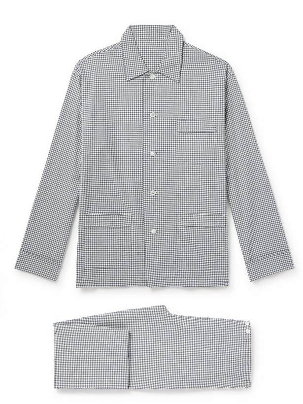 Photo: Anderson & Sheppard - Gingham Brushed Cotton-Twill Pyjama Set - Gray