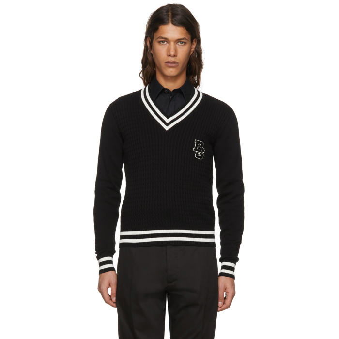 Photo: Dolce and Gabbana Black Varsity Logo Pullover 