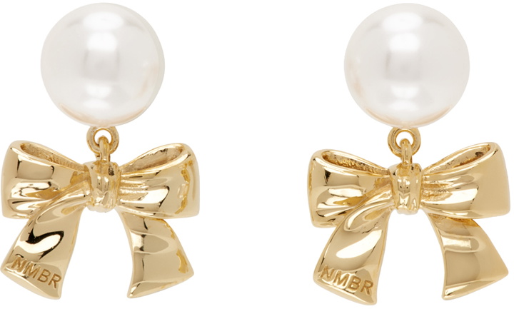 Photo: Numbering Gold & White #9118 Earrings