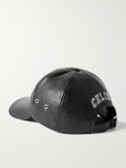 CELINE - Logo-Appliquéd Embroidered Full-Grain Leather Baseball Cap - Black