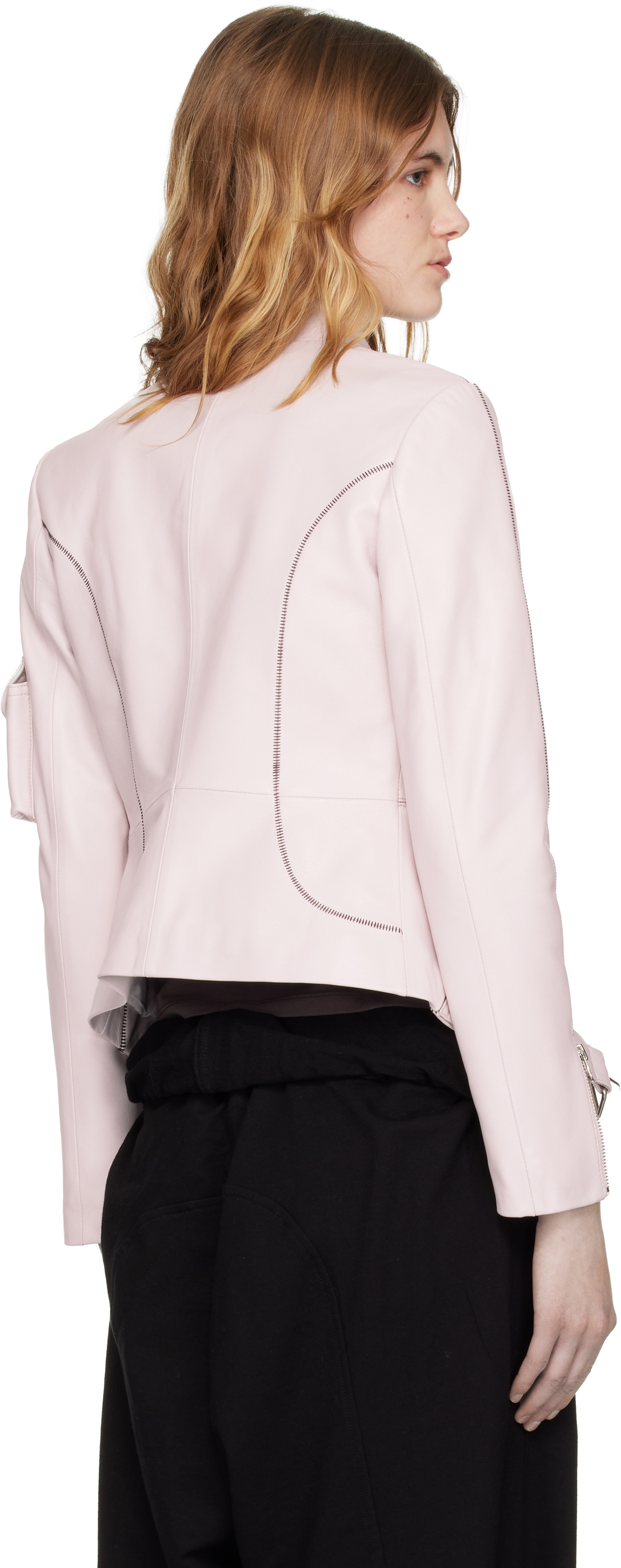 OPEN YY Pink Leather Radius Motor Jacket