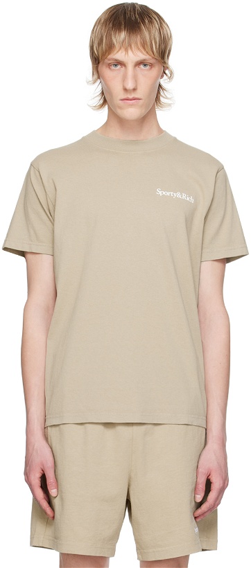 Photo: Sporty & Rich Taupe 'Drink More Water' T-Shirt