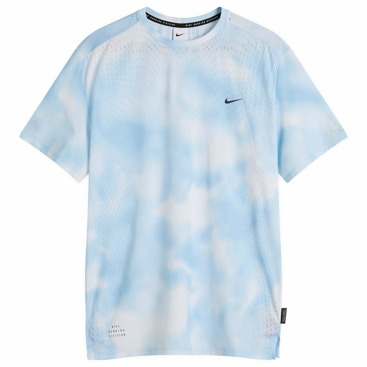 Photo: Nike Running Breathe T-Shirt in Blue/Black