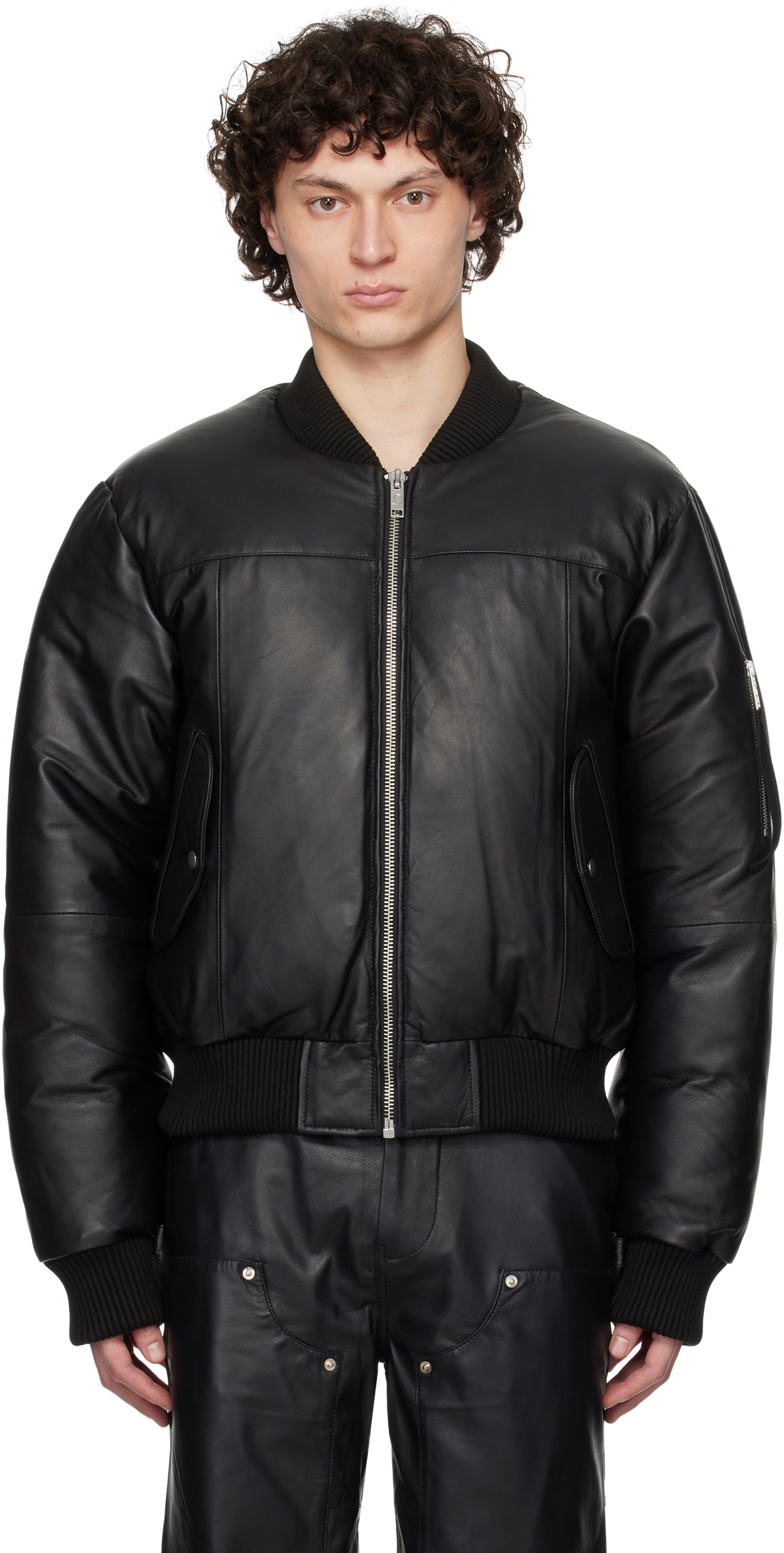 DEADWOOD レザーボンバージャケット Deadwood SSENSE Exclusive Brown Bofinger Padded Leather Bomber