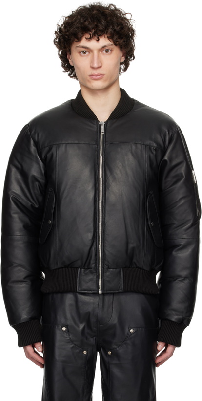 Photo: Deadwood Black Bofinger Padded Leather Bomber Jacket