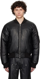 Deadwood Black Bofinger Padded Leather Bomber Jacket