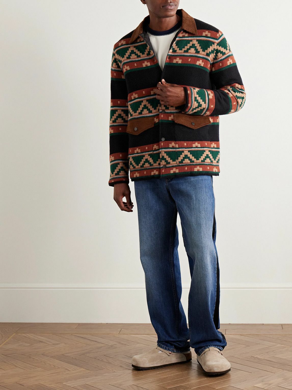 Guest In Residence - Western Industry Corduroy-Trimmed Intarsia-Knit Wool and Cashmere-Blend Jacket - Brown