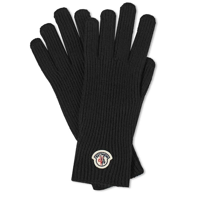 Photo: Moncler Men's Wool Logo Gloves in Black