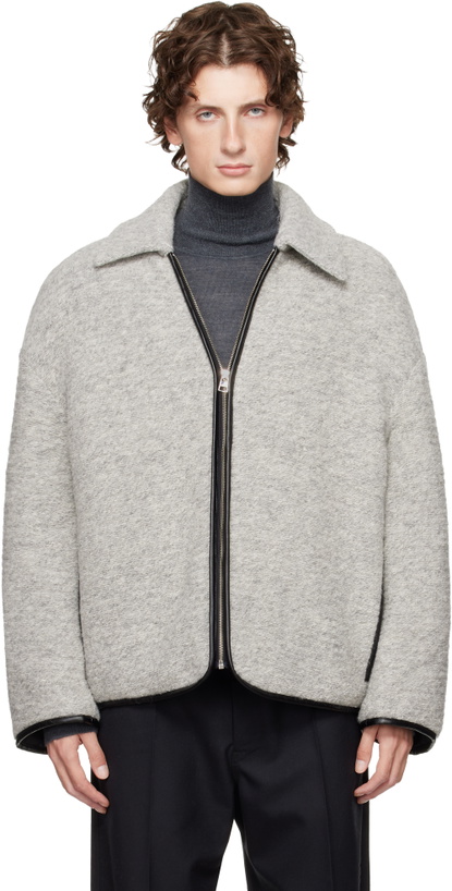 Photo: JW Anderson Gray Contrast Trim Casual Jacket