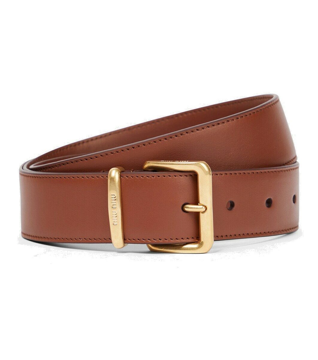 Miu Miu logo-embellished Leather Belt | Black | FARFETCH
