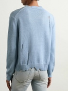 McQueen - Distressed Cotton Sweater - Blue