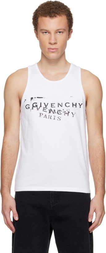 Photo: Givenchy White 'GIVENCHY' Stamp Print Tank Top