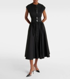 Alaïa Leather-trimmed cotton maxi dress