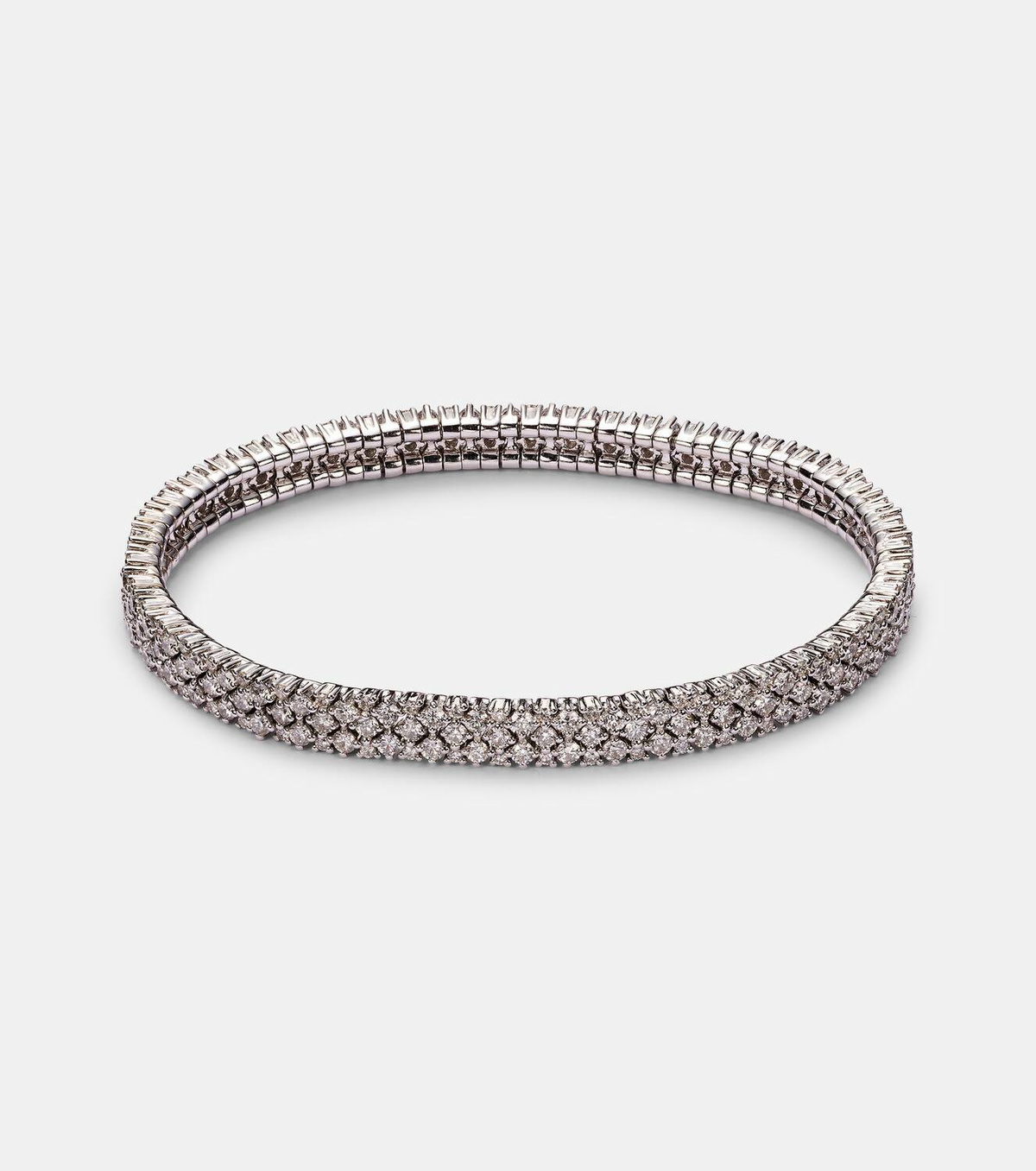 Shay Jewelry Diamond Mesh Stretch 18kt white gold bracelet with diamonds