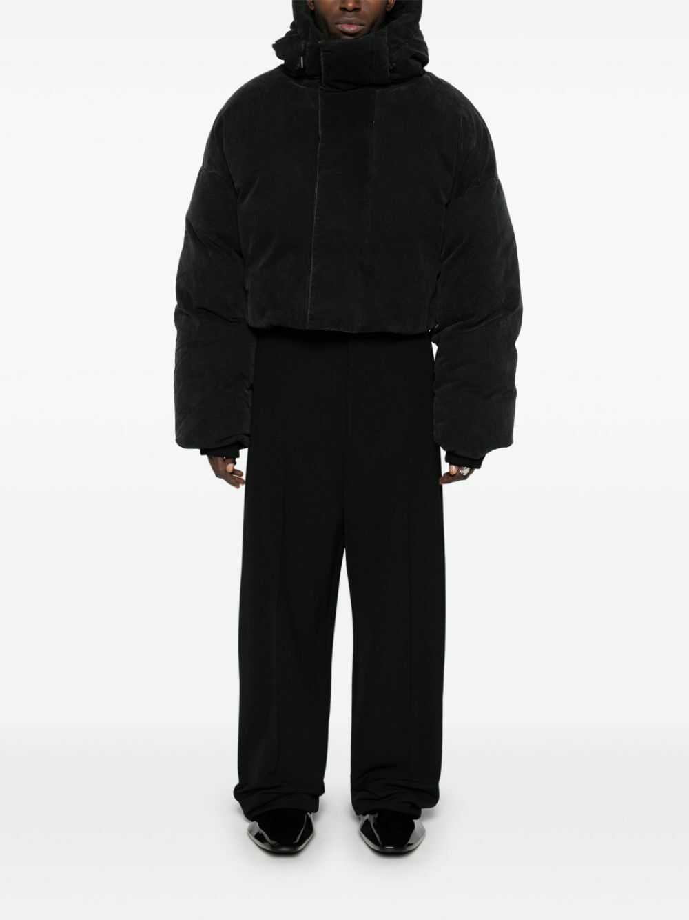 ENTIRE STUDIOS Black Cropped Puffer Jacket