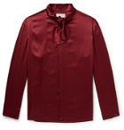 SAINT LAURENT - Tie-Detailed Polka-Dot Silk-Satin Shirt - Red