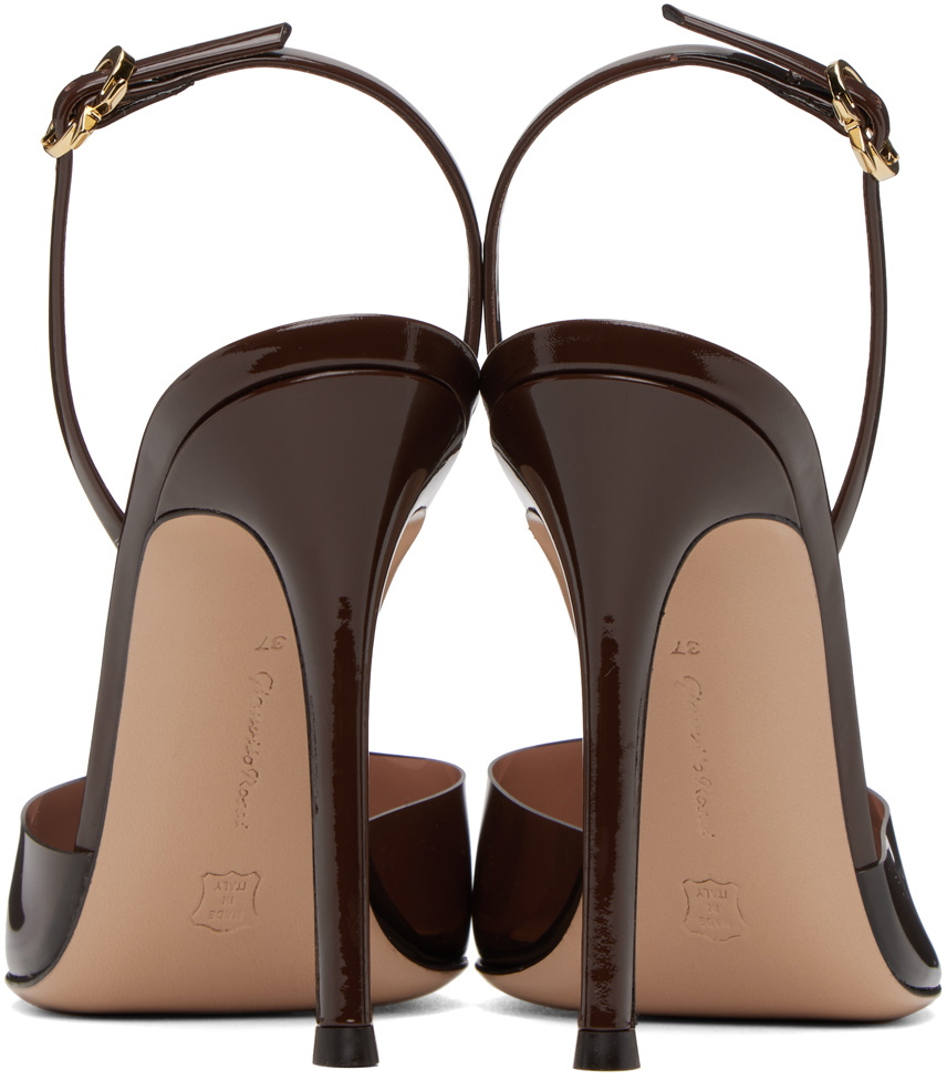 Gianvito Rossi Brown Ribbon D'Orsay Heels