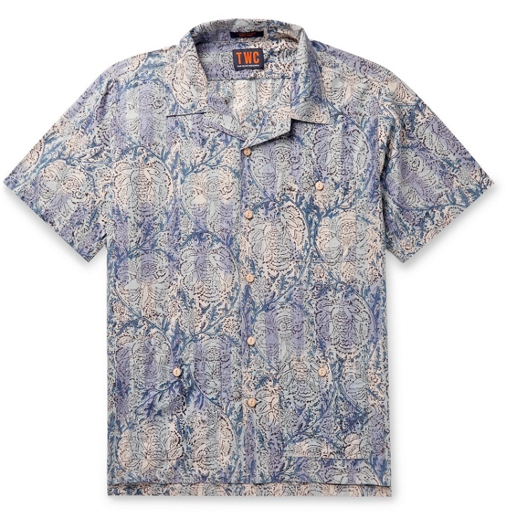Photo: The Workers Club - Camp-Collar Printed Cotton Shirt - Blue
