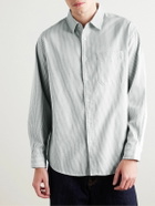 FrizmWORKS - Button-Down Collar Striped Cotton-Blend Oxford Shirt - Gray